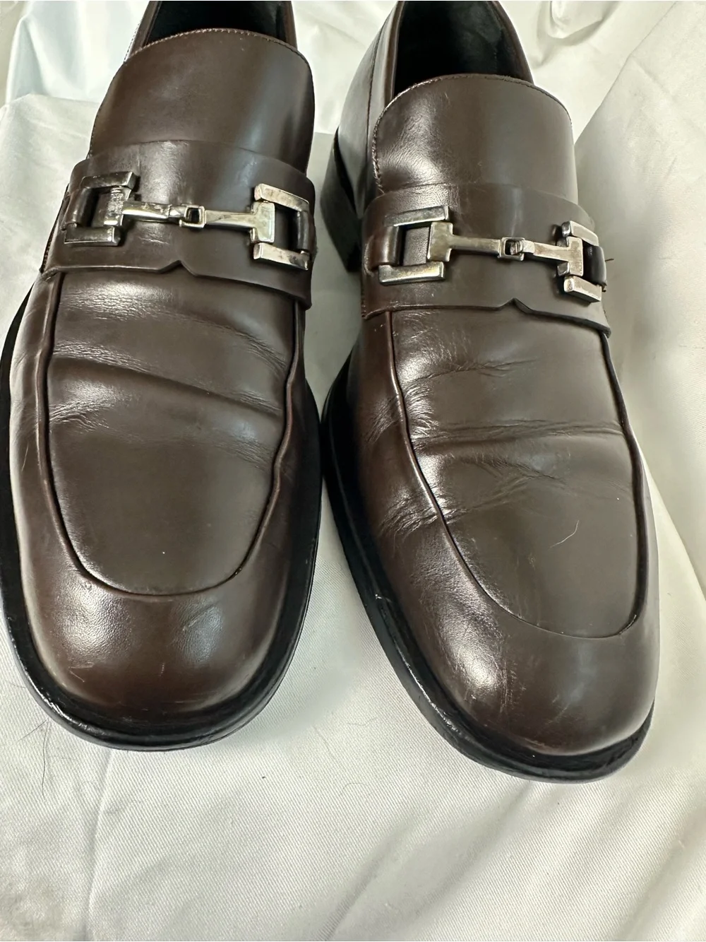 Gucci Men’s Brown Leather Horsebit Loafers Slip On Dress Shoes 6D size Made